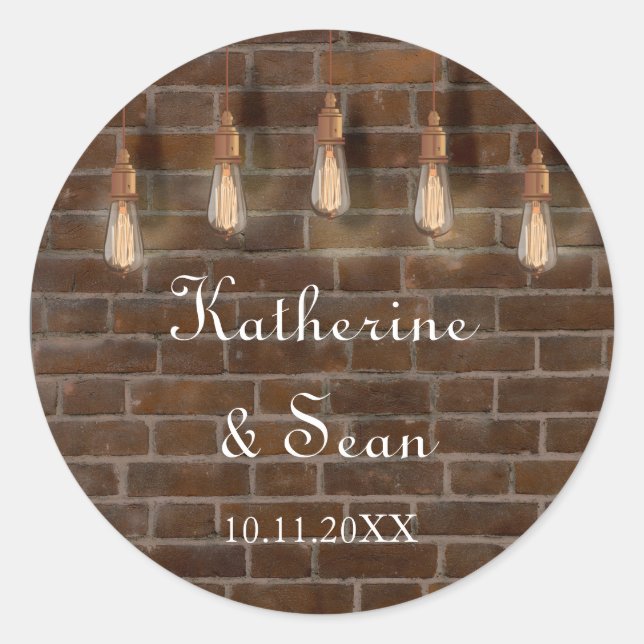 Adesivo Redondo Vintage Edison Lightbulbs Industrial Chic (Frente)