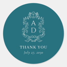 Adesivo Redondo Vintage Elegant Floral Morden Wedding