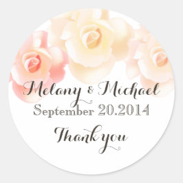 Adesivo Redondo Vintage elegante rosas românticas obrigado você