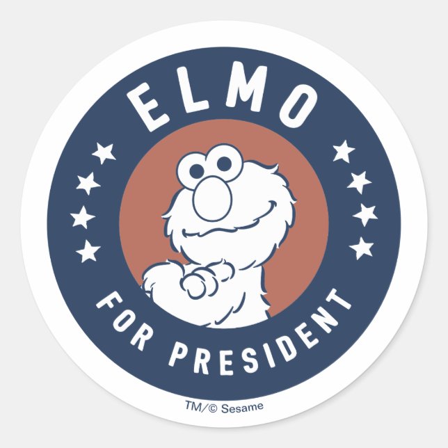 Adesivo Redondo Vintage Elmo para Presidente Crachá (Frente)