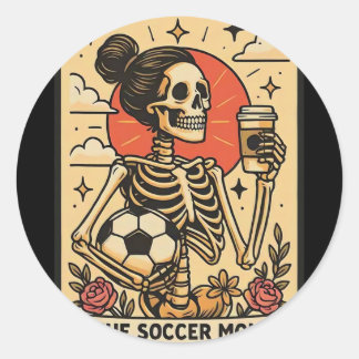 Adesivo Redondo Vintage Engraçado A Mãe de Futebol Tarot Carta Esq