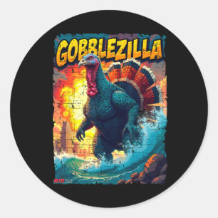 Adesivo Redondo Vintage Engraçado Dia de Ação de Graças Gobblezill