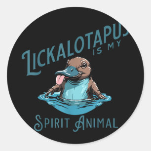 Adesivo Redondo Vintage Engraçado Lickalottapus É Meu Animal Espir