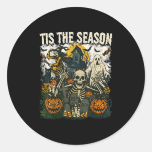 Adesivo Redondo Vintage Esta É A Época Do Esqueleto De Halloween G