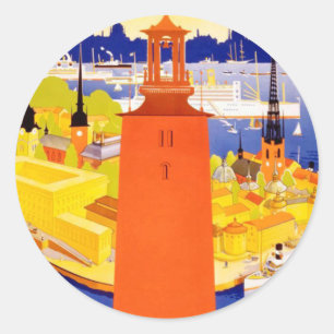 Adesivo Redondo Vintage Estocolmo Suecia