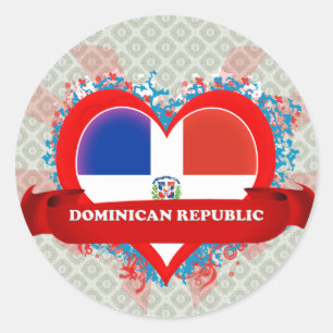 Adesivo Redondo Vintage eu amo a República Dominicana