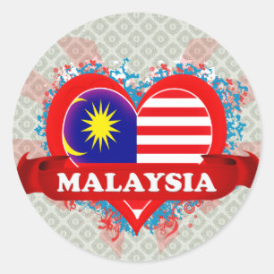 Adesivo Redondo Vintage eu amo Malaysia