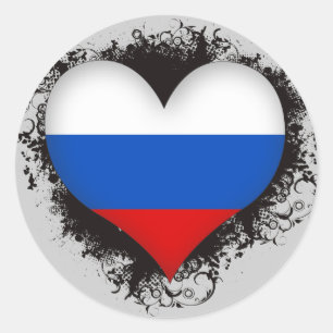 Adesivo Redondo Vintage eu amo Rússia