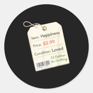 Adesivo Redondo Vintage Eu Preferiria Estar Fazendo Compras de Bre