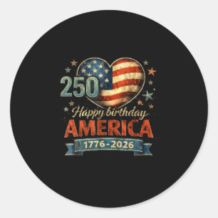 Adesivo Redondo Vintage EUA 250 anos 1776–2026 dia da independênci