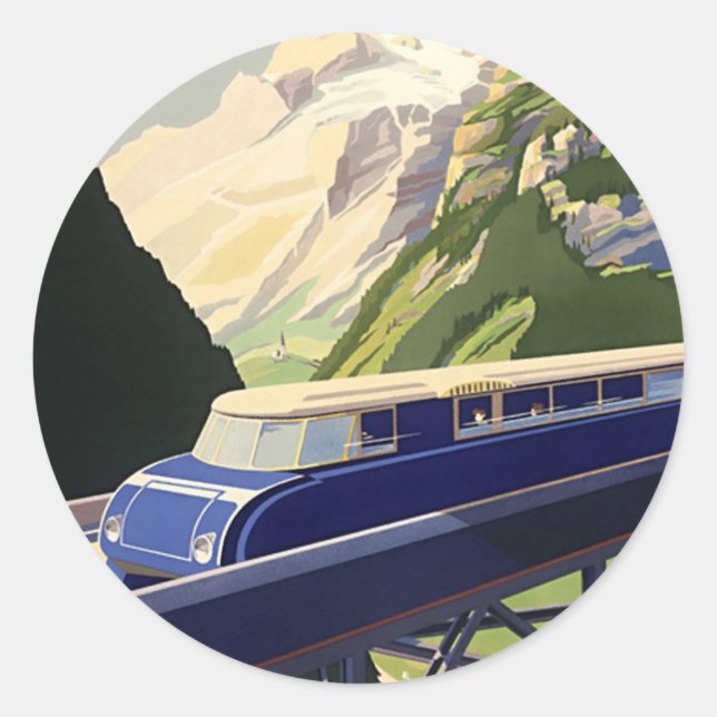 Adesivo Redondo Vintage Europe Rail Viagem (Frente)