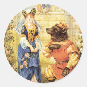 Adesivo Redondo Vintage Fairy Tale, Beauty e Beast