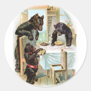 Adesivo Redondo Vintage Fairy Tale Classic 3 Bears Sticker