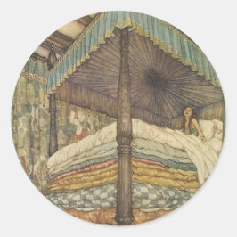 Adesivo Redondo Vintage Fairy Tale, Princess and Pea, Edmund Dulac