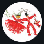 Adesivo Redondo Vintage Family Christmas Sticker<br><div class="desc">Vintage imagem das bonecas de fio do estilo antigo que eu uso para fazer nos feriados. O Melhor Desejo a você e a sua família durante este feriado.</div>