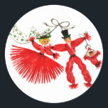 Adesivo Redondo Vintage Family Christmas Sticker<br><div class="desc">Vintage imagem das bonecas de fio do estilo antigo que eu uso para fazer nos feriados. O Melhor Desejo a você e a sua família durante este feriado.</div>