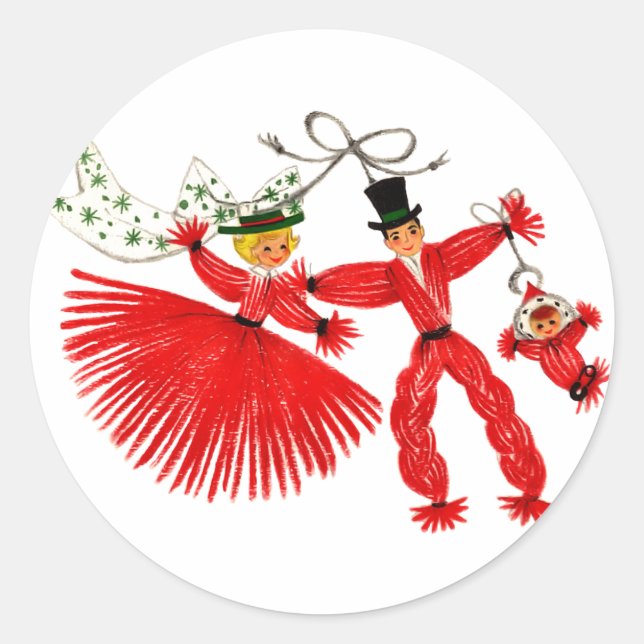 Adesivo Redondo Vintage Family Christmas Sticker (Frente)