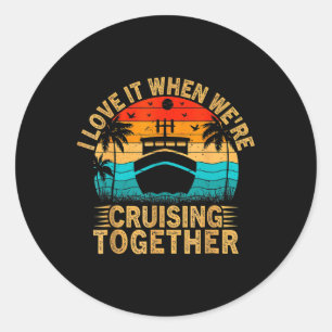 Adesivo Redondo Vintage Family Matage Casal Cruise Ship Cruisin
