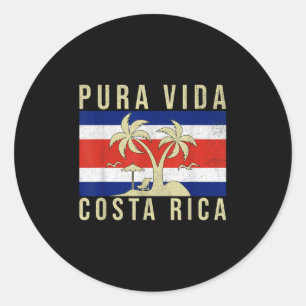 Adesivo Redondo Vintage Family Vacage Costa Rica Flag Pura Vida