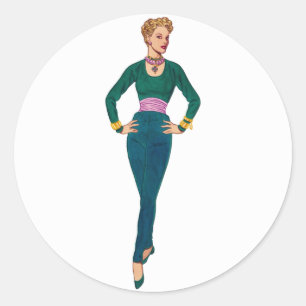 Adesivo Redondo Vintage Fashion Image Stickers