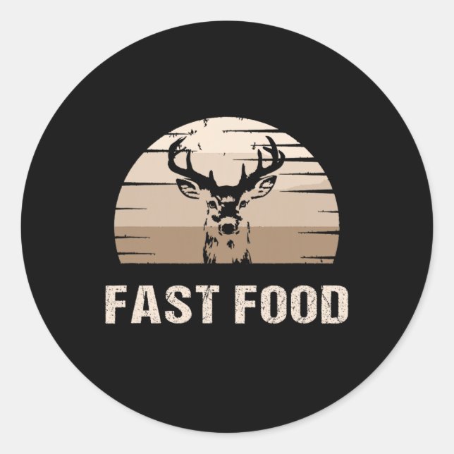 Adesivo Redondo Vintage Fast Comida Hunter Deer Hunter (Frente)