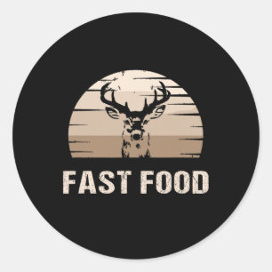 Adesivo Redondo Vintage Fast Comida Hunter Deer Hunter