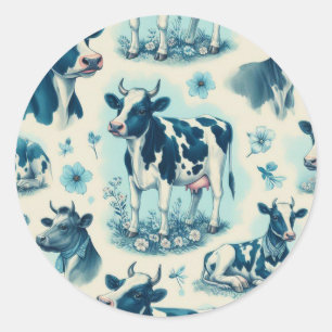 Adesivo Redondo Vintage - Fazenda branca sem costura
