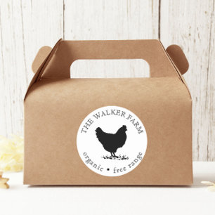 Adesivo Redondo Vintage fazenda de ovos frescos vinheta redonda cl