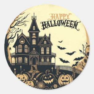 Adesivo Redondo Vintage feliz arte de Halloween
