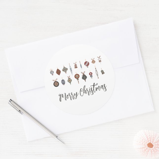 Adesivo Redondo Vintage Felry Christmas Ornaments (Envelope)