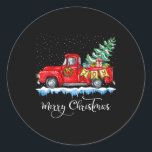 Adesivo Redondo Vintage Felry Christmas Red Truck Old Fashiked Ch<br><div class="desc">Vintage Felry Natal Red Truck Velho Fashiado Natal</div>