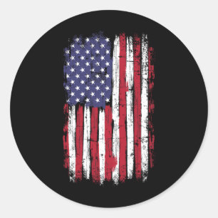 Adesivo Redondo Vintage Flag Nos Estados Unidos Para O Dia Da Inde