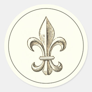 Adesivo Redondo Vintage Fleur de Lis Border Sticker
