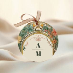 Adesivo Redondo Vintage Floral Art Nouveau Wedding
