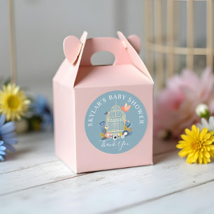 Adesivo Redondo Vintage Floral Birdcage Chá De Aves Obrigado