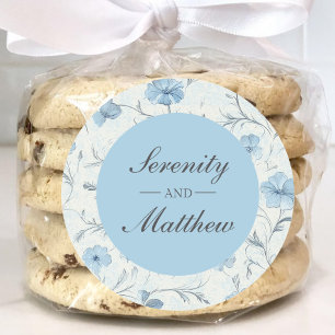 Adesivo Redondo Vintage Floral Blue Country Garden Elegant Weding