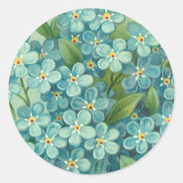 Adesivo Redondo Vintage floral com o azul esqueço-me-nots