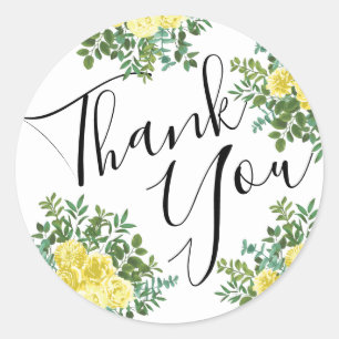 Adesivo Redondo Vintage Floral de Casamento Rosa Amarelo