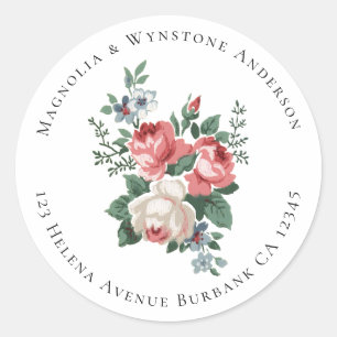 Adesivo Redondo Vintage Floral Return Address