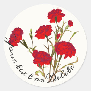 Adesivo Redondo Vintage Floral Vermelho Personalizável