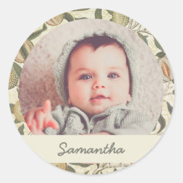 Adesivo Redondo Vintage Floral William Morris Fruta Art Nouveau