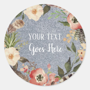 Adesivo Redondo Vintage Floral Wreath Glitor