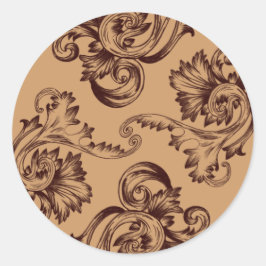 Adesivo Redondo Vintage Flourish (Castanho Escuro)