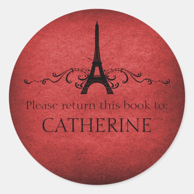 Adesivo Redondo Vintage, Flourish Stickers, Vermelho (Frente)