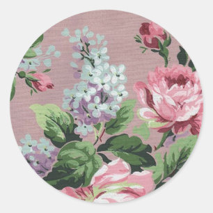 Adesivo Redondo Vintage Flowers Sticker