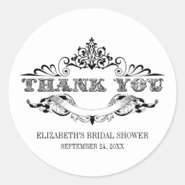 Adesivo Redondo Vintage Frame Chá de panela Obrigado