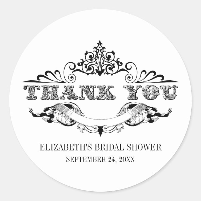 Adesivo Redondo Vintage Frame Chá de panela Obrigado (Frente)