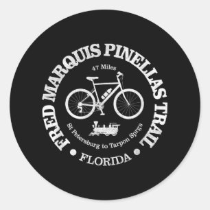Adesivo Redondo Vintage Fred Marquis Pinellas Trail Cycling Florid