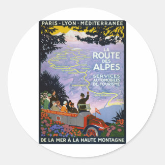 Adesivo Redondo Vintage French Poster de viagens Art