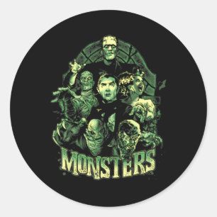 Adesivo Redondo Vintage Funny Monster Mash Frankenstein Horror Mov